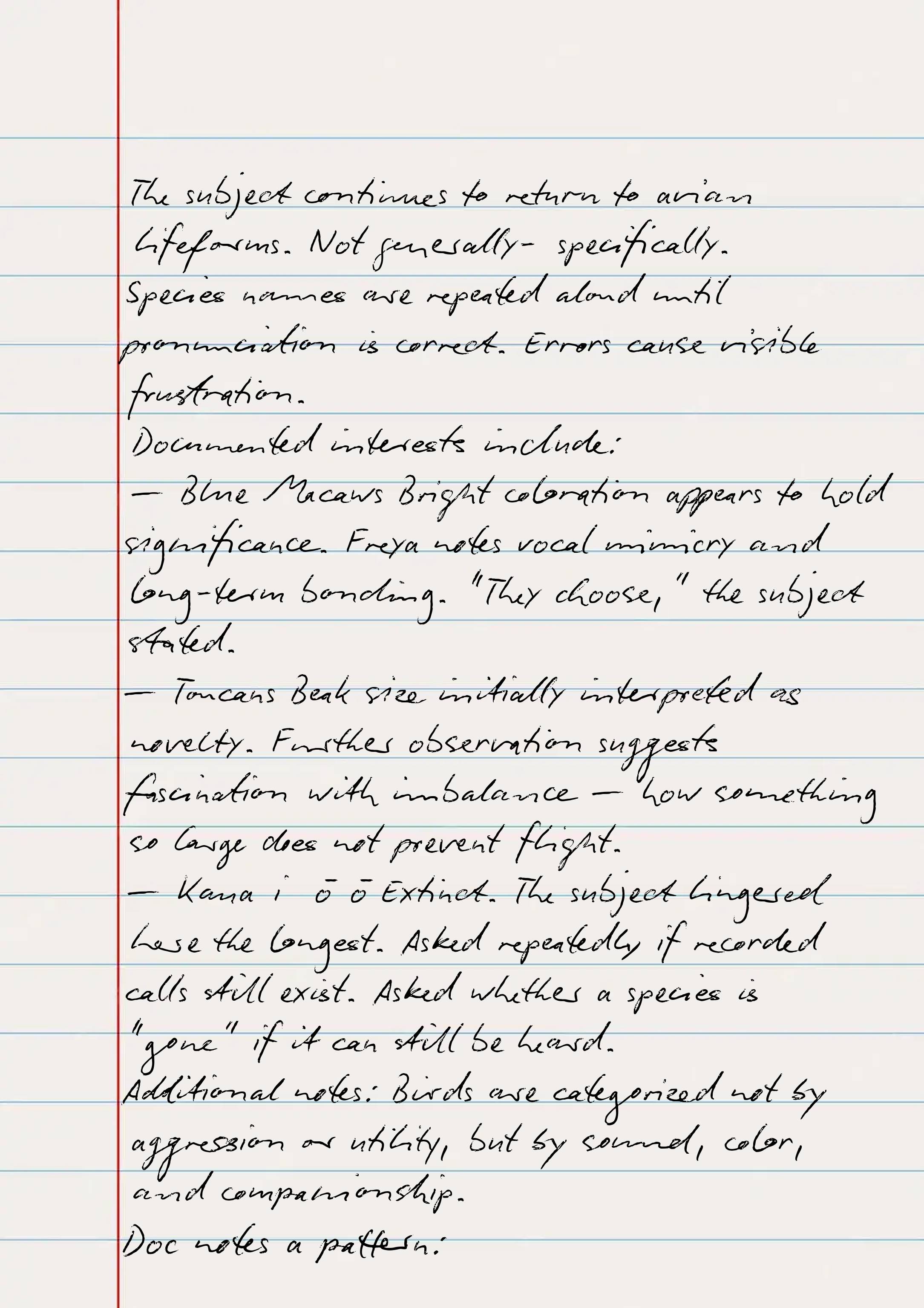 Observation note page one